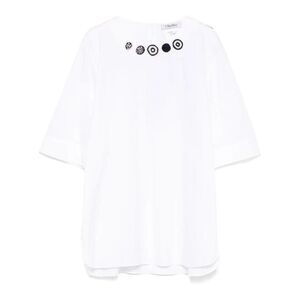 S MAX MARA Embellished Round Neck Top Women WHITE T-Shirts & Tops